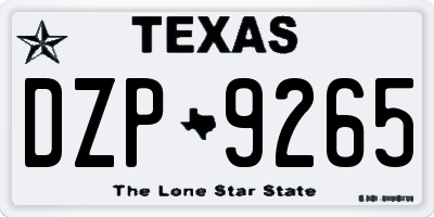 TX license plate DZP9265