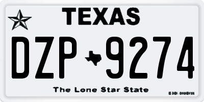 TX license plate DZP9274