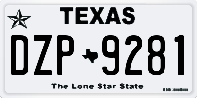TX license plate DZP9281