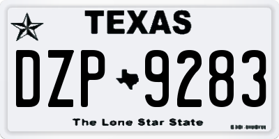 TX license plate DZP9283