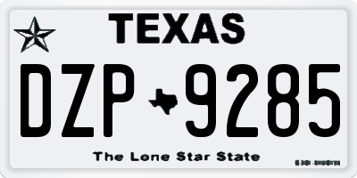 TX license plate DZP9285