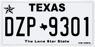TX license plate DZP9301
