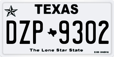 TX license plate DZP9302