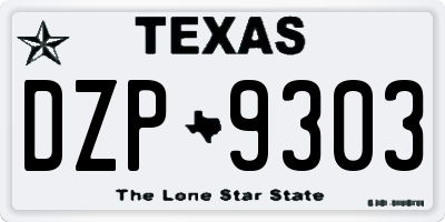 TX license plate DZP9303