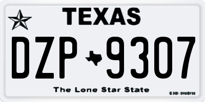 TX license plate DZP9307