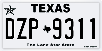 TX license plate DZP9311