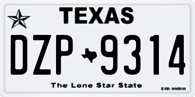 TX license plate DZP9314