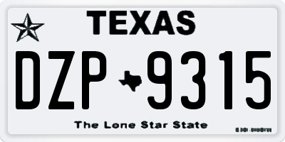 TX license plate DZP9315