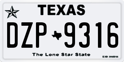 TX license plate DZP9316