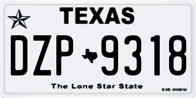 TX license plate DZP9318