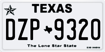 TX license plate DZP9320