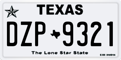 TX license plate DZP9321