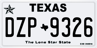 TX license plate DZP9326