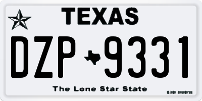 TX license plate DZP9331