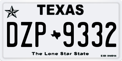 TX license plate DZP9332