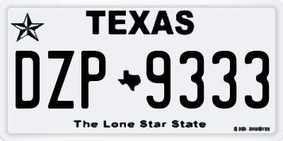 TX license plate DZP9333