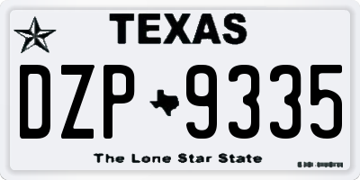 TX license plate DZP9335