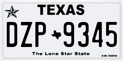 TX license plate DZP9345