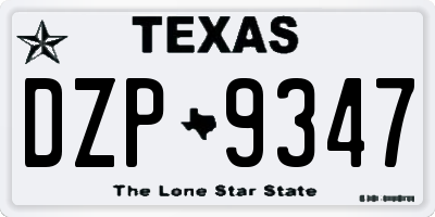 TX license plate DZP9347