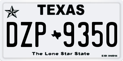 TX license plate DZP9350