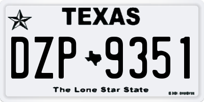 TX license plate DZP9351