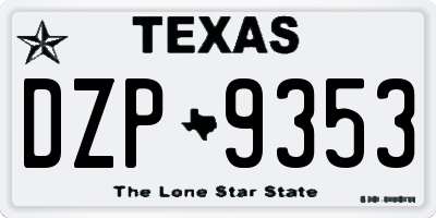 TX license plate DZP9353