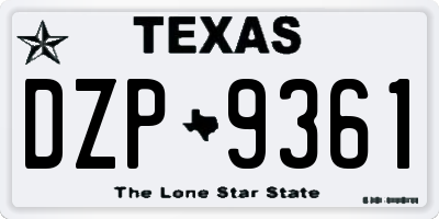 TX license plate DZP9361