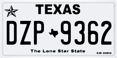 TX license plate DZP9362