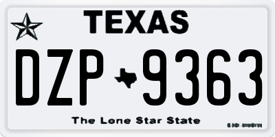 TX license plate DZP9363