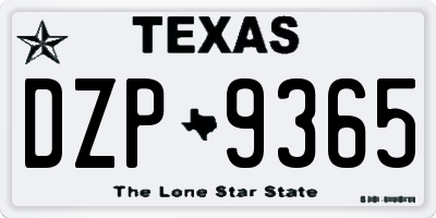 TX license plate DZP9365