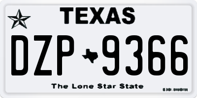 TX license plate DZP9366