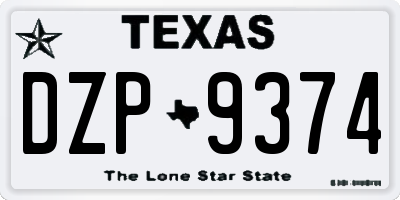 TX license plate DZP9374
