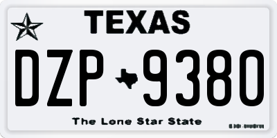 TX license plate DZP9380