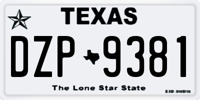 TX license plate DZP9381