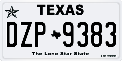 TX license plate DZP9383