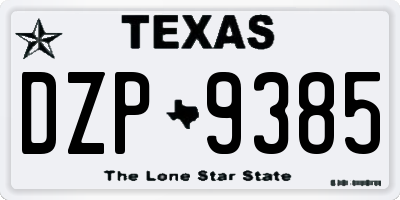 TX license plate DZP9385