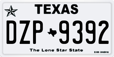 TX license plate DZP9392