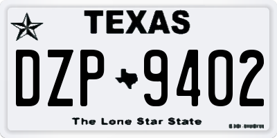 TX license plate DZP9402
