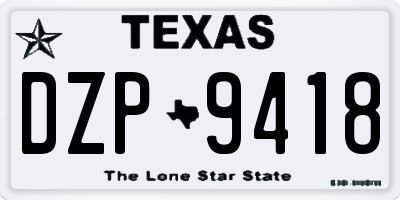 TX license plate DZP9418