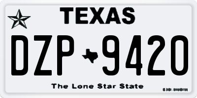 TX license plate DZP9420