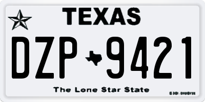 TX license plate DZP9421