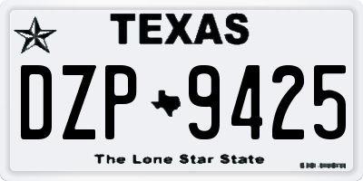 TX license plate DZP9425