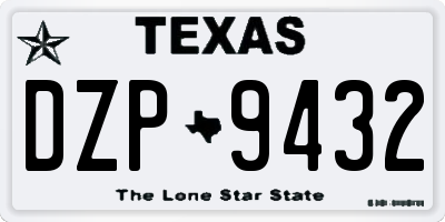 TX license plate DZP9432