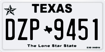TX license plate DZP9451