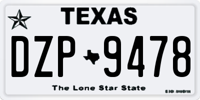 TX license plate DZP9478