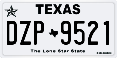 TX license plate DZP9521