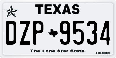 TX license plate DZP9534