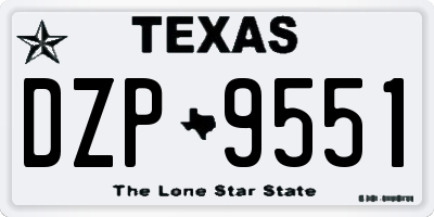 TX license plate DZP9551