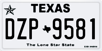 TX license plate DZP9581