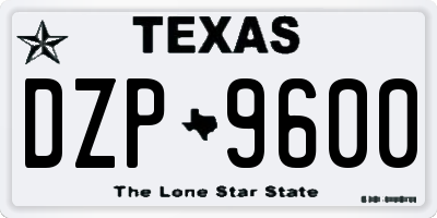 TX license plate DZP9600